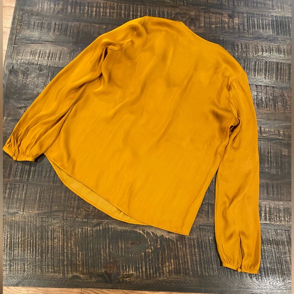 Banana Republic Silky V-neck Blouse Shirt Small Pumpkin Long Sleeve Top Shirt - Picture 3 of 6